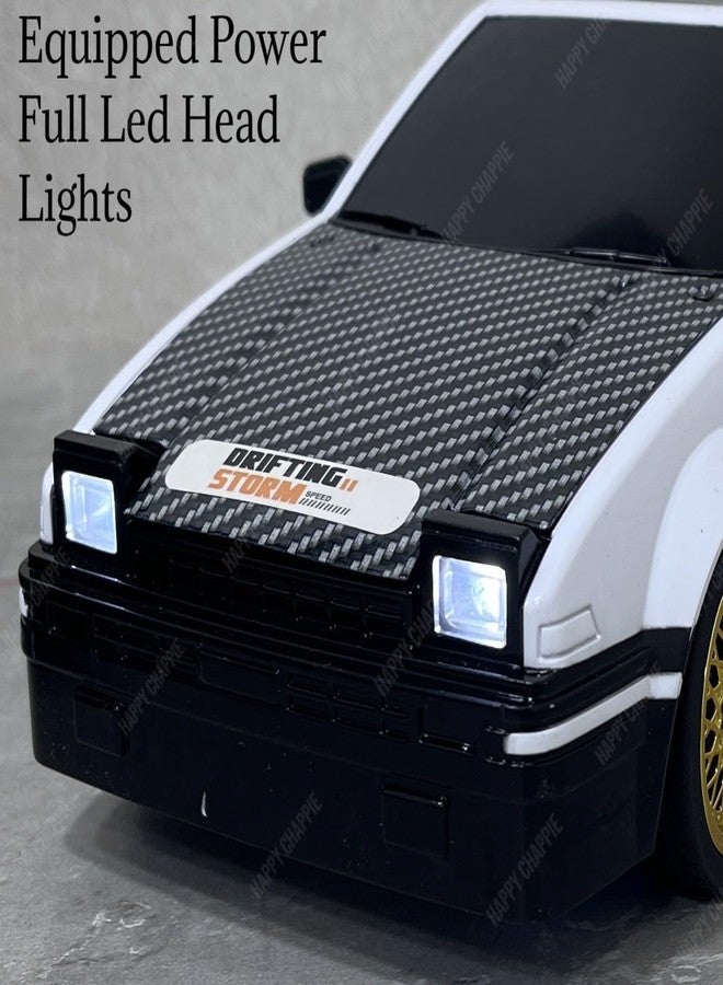 Bhavenu - High Speed 30 KM/H Hobby Grade RC Drift Car LED Headlights & Taillights | 2.4GHz Remote Controller with Throttle Control | Includes 4 Traffic Cones + 4 Extra Wheels | Suitable 6+ Ages - Image 3